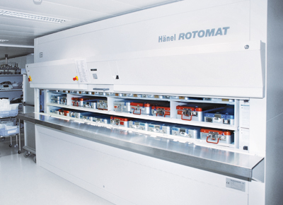 Protected storage of surgical instruments in the Hänel Rotomat®.
